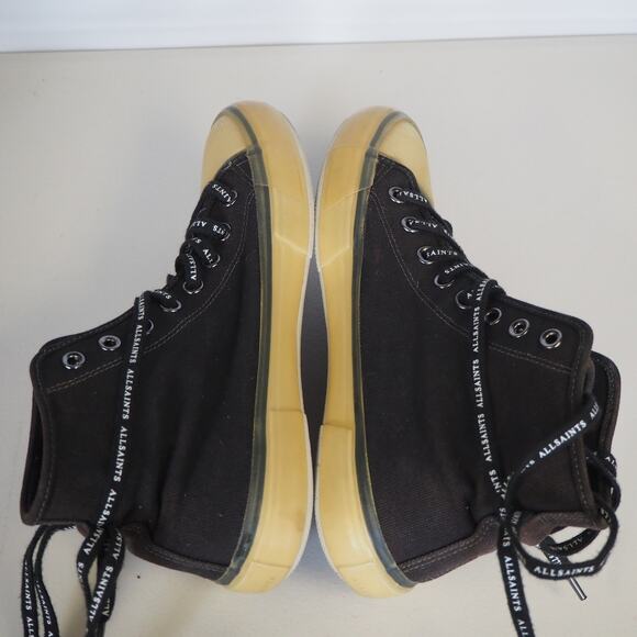 ALLSAINTS Jaxon High Top Canvas Sneaker Shoes Mens S US 9 EU 42 Black Distressed - Picture 8 of 11